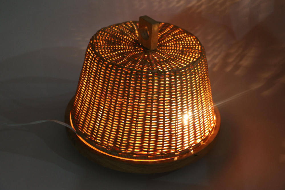 Abat jour cannage pour lampe à poser 